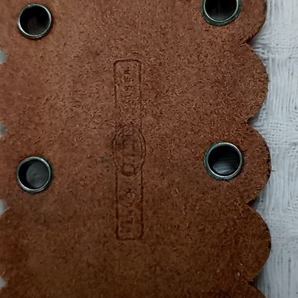 Fossil Brown Leather Belt With Coin Details Scalloped Edges And Grommets Size M - Picture 11 of 14